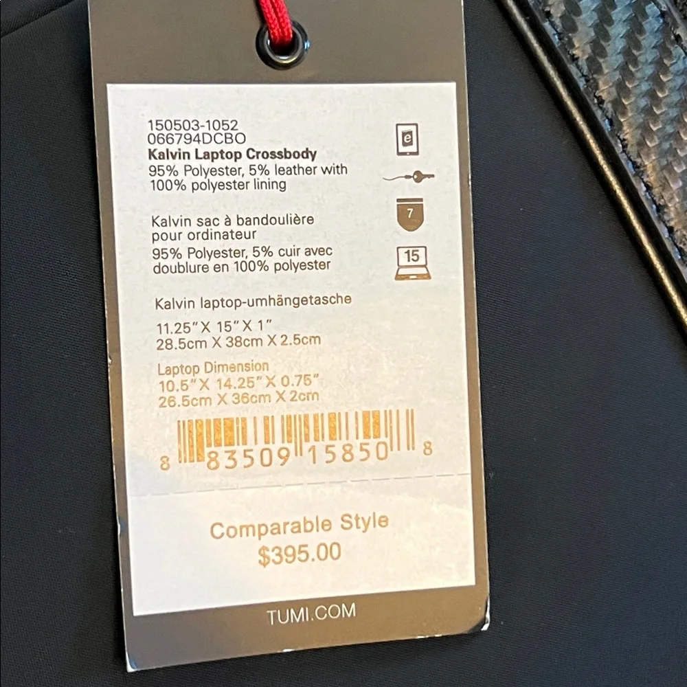 NWT Tumi KALVIN Laptop sleeve Crossbody